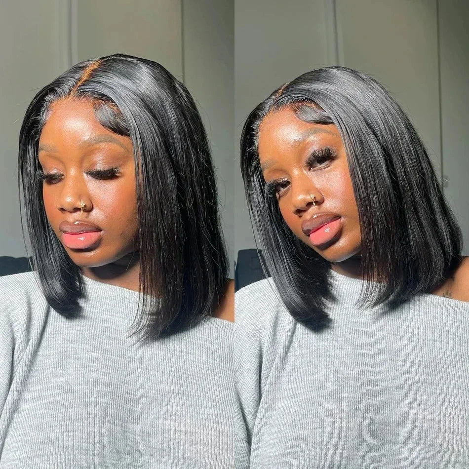 2026 new Front Human Hair Bone Straight Wigs Cheap Short Bob Wig Brazilian Preplucked Lace Frontal Wigs 100% Human Hair
