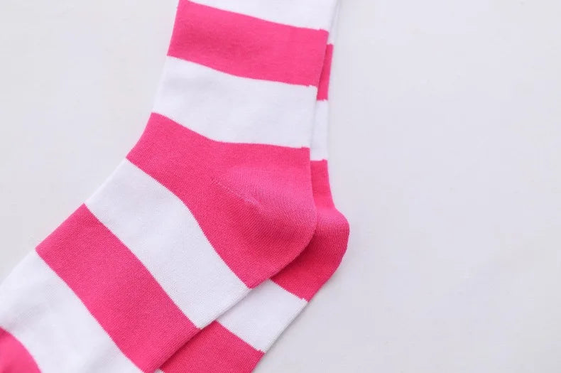 1/2 Pairs Women Over The Knee Socks Cotton Thigh High Socks Black White Blue Colorful Striped Pattern Fashion Casual Daily Wear