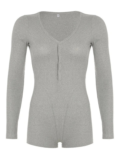 Autumn New Women's Jumpsuits Fashion Long Sleeves Casual Slim Knitted Rompers Solid Sexy V-Neck Female Bodycon Elegant Clothing
