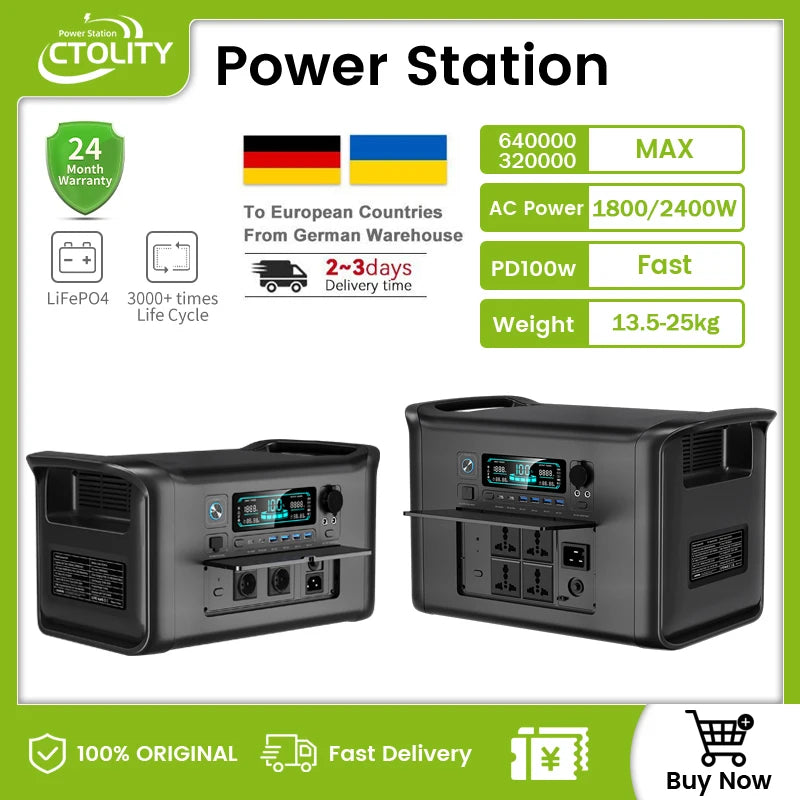 Ukraine Stock Power Stations 1000W 2000W 2400W Portable Power Station Lifepo4 Battery 220V AC Електростанції За