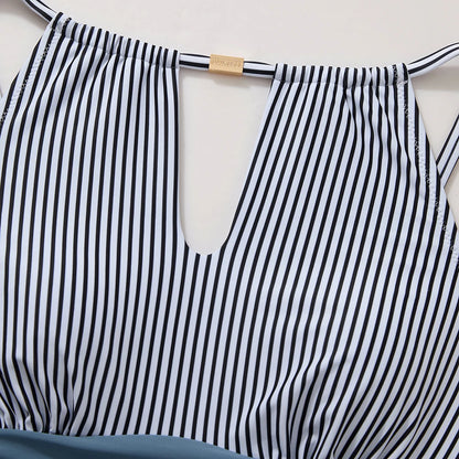 Women's One Piece Swimsuits High Neck Tummy Control Retro Bathing Suits Monokini Solid Summer Swimwear Beachwear Female