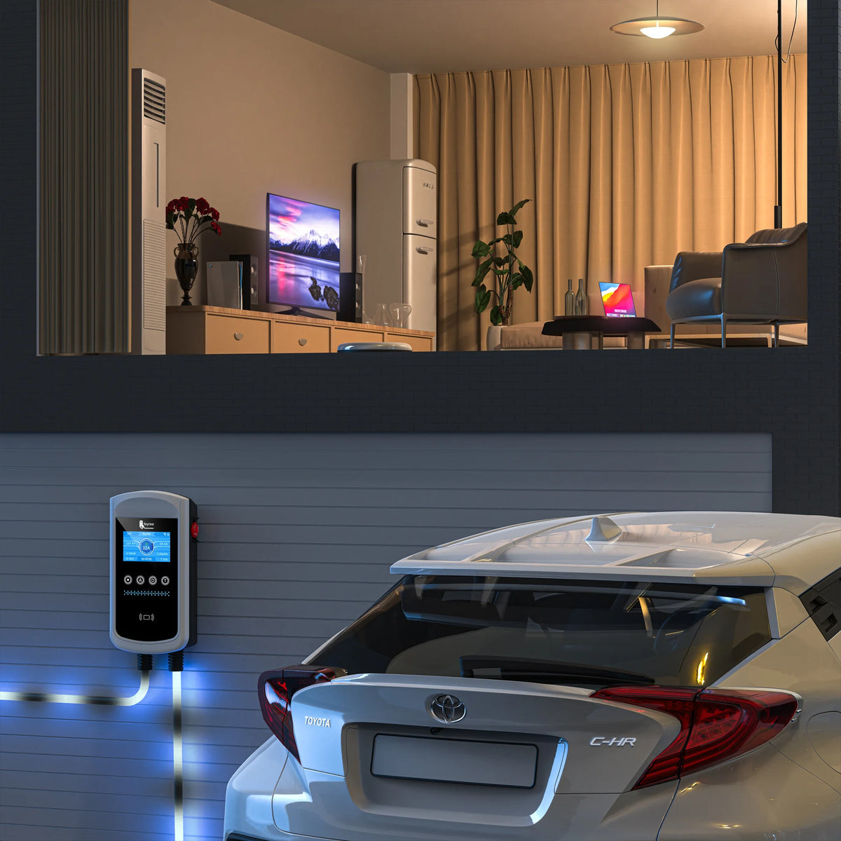 Feyree GB/T EV Charger 7.6kw 32A Dynamic Load Balancing Wallbox 4.3inch LCD Wifi APP Charging Log 11KW 22KW 3P Charging Station