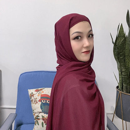Muslim Women Bonnet + Chiffon Shawl Instant Under Scarf Cap Islam Inner Scarf Headband Stretch Hijab Cover Headwrap Turbante