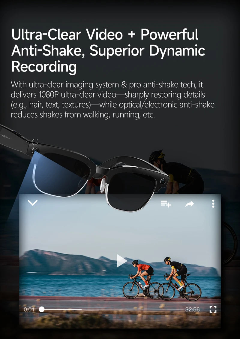 800W Pixel 4K HD Camera Smart Glasses AI Translation Video Recording Photo Music Play Voice Call Sunglasses Men Women Mototcycle
