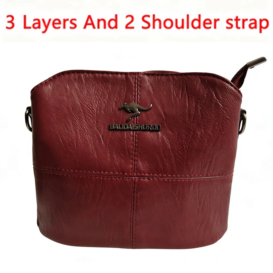 Genuine Soft Pu Leather Handbags for Women Vintage Shoulder Tote Bag Luxury Designer Ladies Large Capacity Purse Bags Sac A Main
