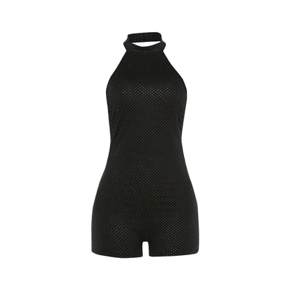 Nibber Backless Romper Women Sexy Halter Glitter Dot Print Sleeveless Midnight Wild Summer Sexy Skinny Club Vacation Playsuits