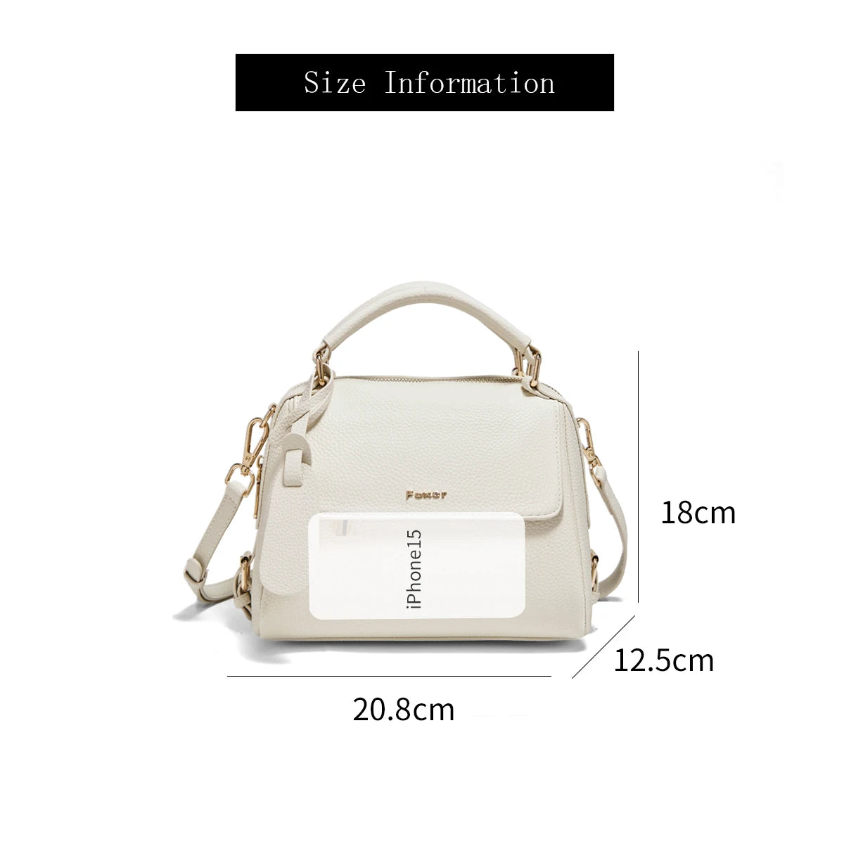 FOXER 2026 Fashion Women's Handbag Cow Leather Lady Shoulder Bag Light Luxury Crossbody Bag for Daily & Commute
