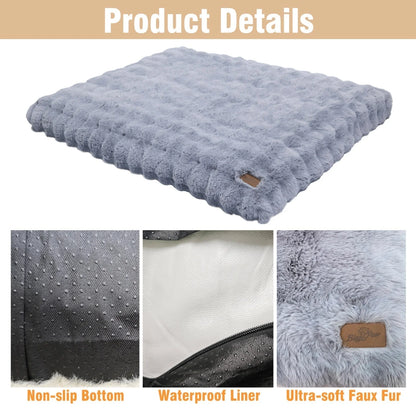 M-4XL Ultra-soft Plush Dog Bed Pet Cat Calming Sleeping Bed Thicker Foam Base Crate Bed Multiple Sizes Option for Dogs