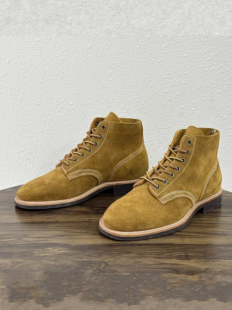 Customized 30 Days Men Work Cow Suede Leather Comfortable Round Toe Lace Up Ankle Boots Low Cut Classic Motorcycle Desert Boots