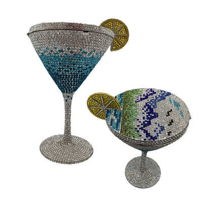 XIYUAN Women Luxury Branded Martini Crystal Evening Bag Elegant Cup Diamond Bridal Handbag Wedding Party Purses Lady Gift Clutch