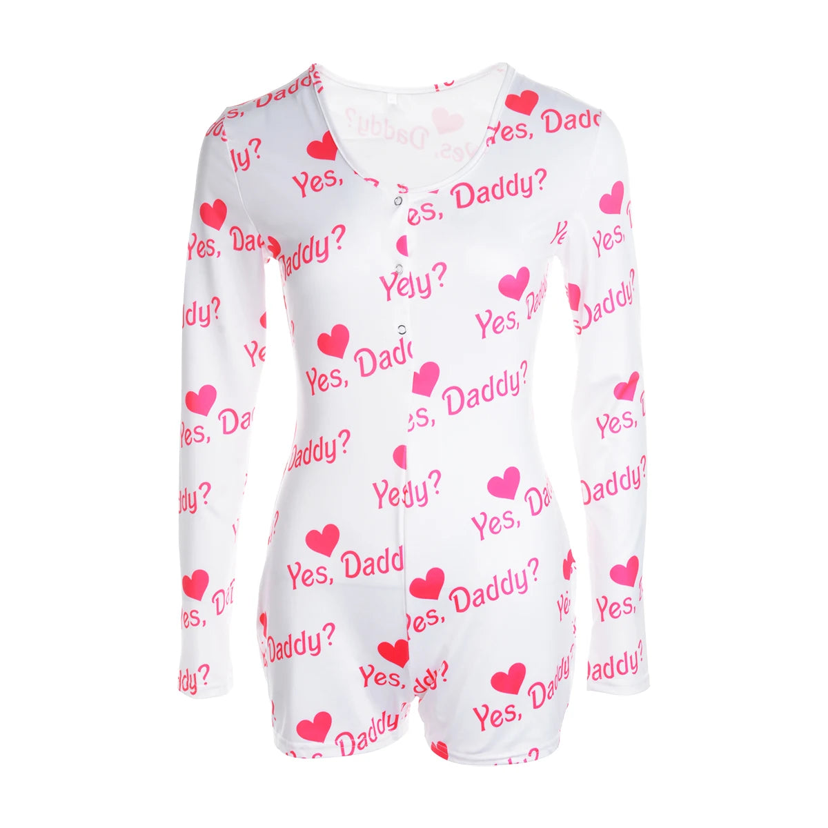 Combhasaki Women's Y2K Long Sleeve All-over Print Slim Sleepwear Jumpsuit Half Button O-neck Loungewear Bodysuit Shorts Romper