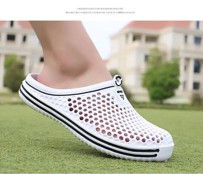 Men Shoes 2024 Beach Slippers Unisex Hollow Out Casual Women Beach Sandal Flip Flops Shoes Non-slip Size 36-45 Mens Slippers
