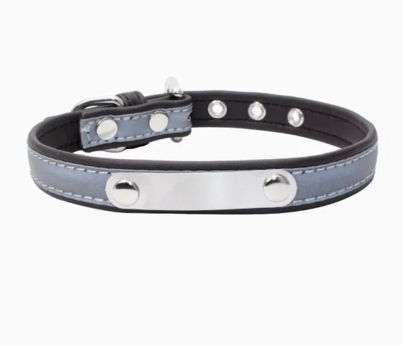Dog Collar PU Leather Engraved - Customized with Name, Unique Gift for Dog Lovers, Adjustable Puppy for Small Medium Large Breed