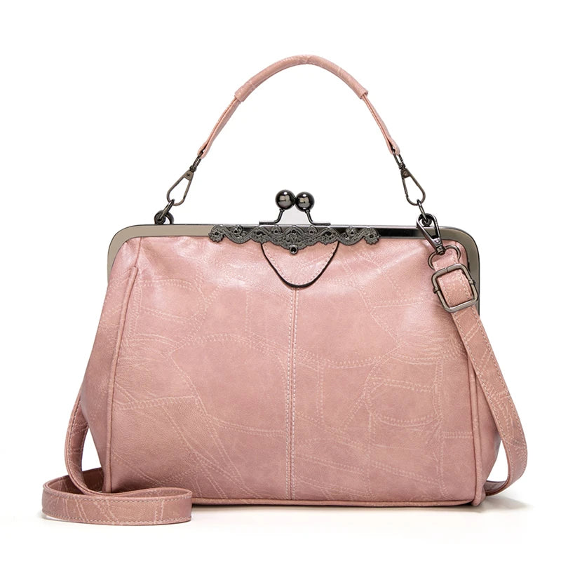 Shoulder Bags Women Retro Frame Purses Girls Crossbody Messenger Bag Small Handbags for Phone Party Faux Oil Leather Clip Bag
