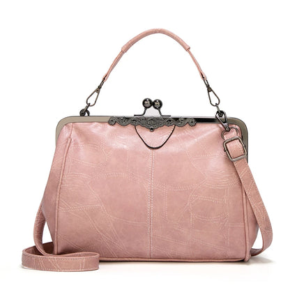 Shoulder Bags Women Retro Frame Purses Girls Crossbody Messenger Bag Small Handbags for Phone Party Faux Oil Leather Clip Bag
