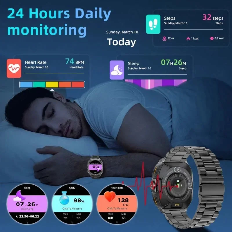 New 2026 TWS 2-in-1 Wireless Headset Smart Watch 7 Ultra AMOLED HD Screen Smartwatch with Earbuds Bluetooth Call Sports Watches