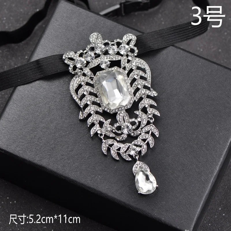 Groom's Formal Attire Wedding Diamond Tie Wedding Men's Women's White Shirts Guest Groomsmen Collar Flowers Stage Performance