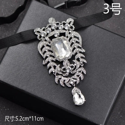 Groom's Formal Attire Wedding Diamond Tie Wedding Men's Women's White Shirts Guest Groomsmen Collar Flowers Stage Performance