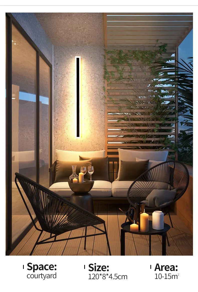Modern Waterproof outdoor Long Strip LED wall lamps IP65 Iron Wall Light Garden porch Sconce Lights 110V 220V wall washer