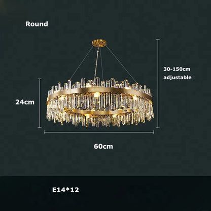 LED Postmodern Golden Chrome Silver Round Oval Crystal Chandelier Lighting Suspension Luminaire Lampen For Dinning Room