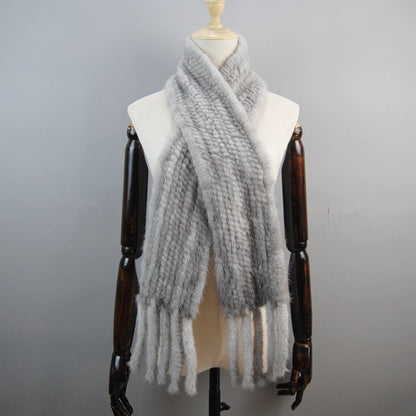 Women Winter Warm Real Mink Fur Scarf 100% Genuine Real Mink Fur Muffler Lady Fashion Quality Natural Real Mink Fur Knit Scarves