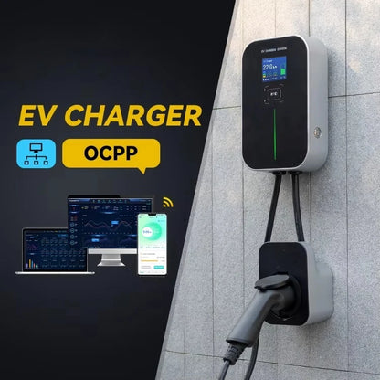 32A 3 Phase OCPP 1.6J Wallbox 22kW EV Wall Charger EV Charging Station with RFID Card
