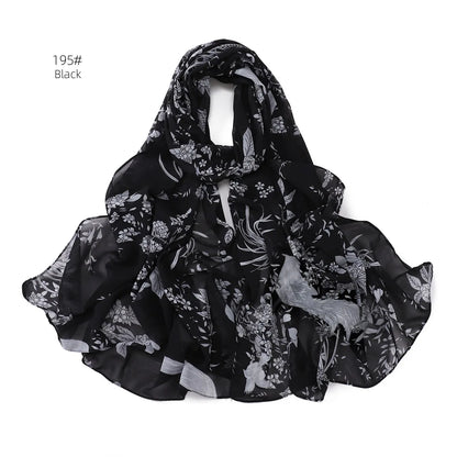 66 Colors Pearl Chiffon Printed Hijab Scarf New Fresh Small Floral Polka Dot Sunscreen Silk Scarf Shawl Turbans for Women Hijabs