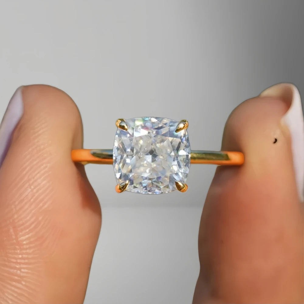 0.8-6Ct Cushion Cut Moissanite Solitaire Engagement Ring Fashion Wedding Rings for Women S925 Sterling Silver with Certificate