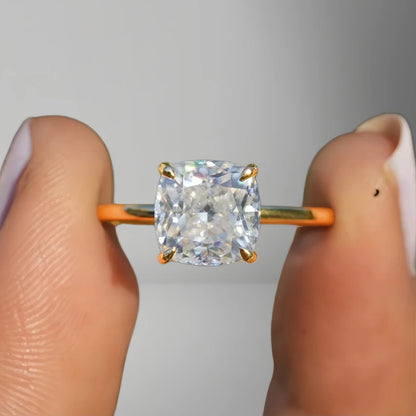 0.8-6Ct Cushion Cut Moissanite Solitaire Engagement Ring Fashion Wedding Rings for Women S925 Sterling Silver with Certificate