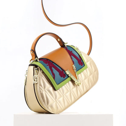 Luxury Women's Bag with V Ladies Leather Handbag Female Shoulder Bag Diamonds Crossbody Luxury Handbags Women Embroidery Bags