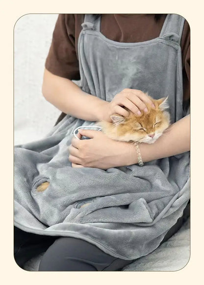 Cat Carrier Apron with Holes Outdoor Travel Small Cat Dogs Hanging Chest Bag Sleeping Pocket Winter Plush Pets Carrier Pouch