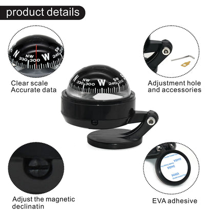 Outdoor Sea Marine Military Electronic Boat Ship Vehicle Car Compass Navigation Positioning High Precision LED Night Light