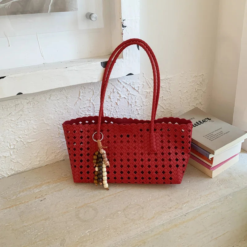 Weave Hollow Out Shoulder Bags for Women 2026 Summer Luxury Designer Hand Bag Females Beach Bags Handbags and Purses