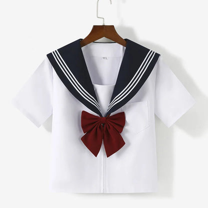 Summer pleated skirt set,sailor suit,student uniform set skirt,Japanese-style white three-book basic school uniform pleatedskirt