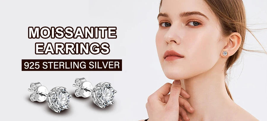 Classic 6 Prongs 5 Carat Round Moissanite Rings 925 Sterling Silver High Clarity D Color Diamond Woman 14K Gold Plated Jewelry