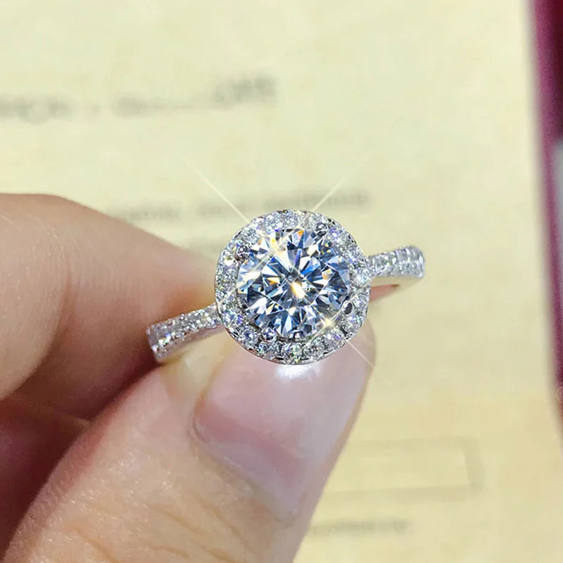 925Sterling Silver New Mozzarella Diamond Ring Female Internet Celebrity Live Stream Exclusive Set Zircon Inlaid Daily Wear Ring