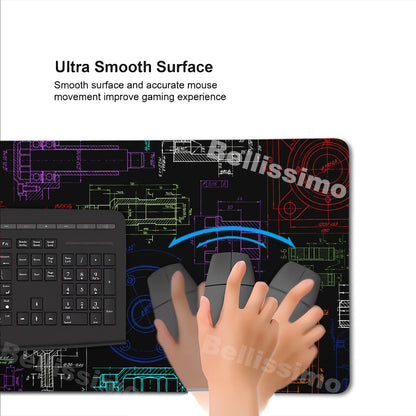 Mouse Pad Gaming Accessory Mechanical Drawing Large HD Mousepad XXL MousePad Natural Rubber Carpet Non-Slip Table Mat Office Rug