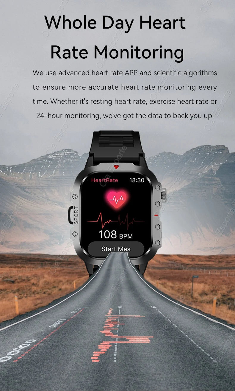 Military GPS Smart Watches For Men Flashlight Waterproof Outdoor Sport Tracker Bluetooth Call Smartwatch Man Women 2025 Pk h12
