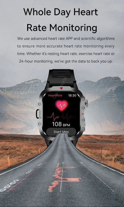 Military GPS Smart Watches For Men Flashlight Waterproof Outdoor Sport Tracker Bluetooth Call Smartwatch Man Women 2025 Pk h12