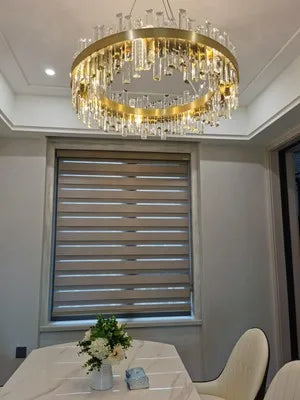 LED Postmodern Golden Chrome Silver Round Oval Crystal Chandelier Lighting Suspension Luminaire Lampen For Dinning Room