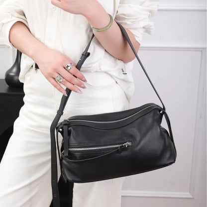 High Quality 2025 Luxury Cowhide Real Leather Crossbody Bowling Bag for Women - Ideal Commuter Bag & Ladies Gift