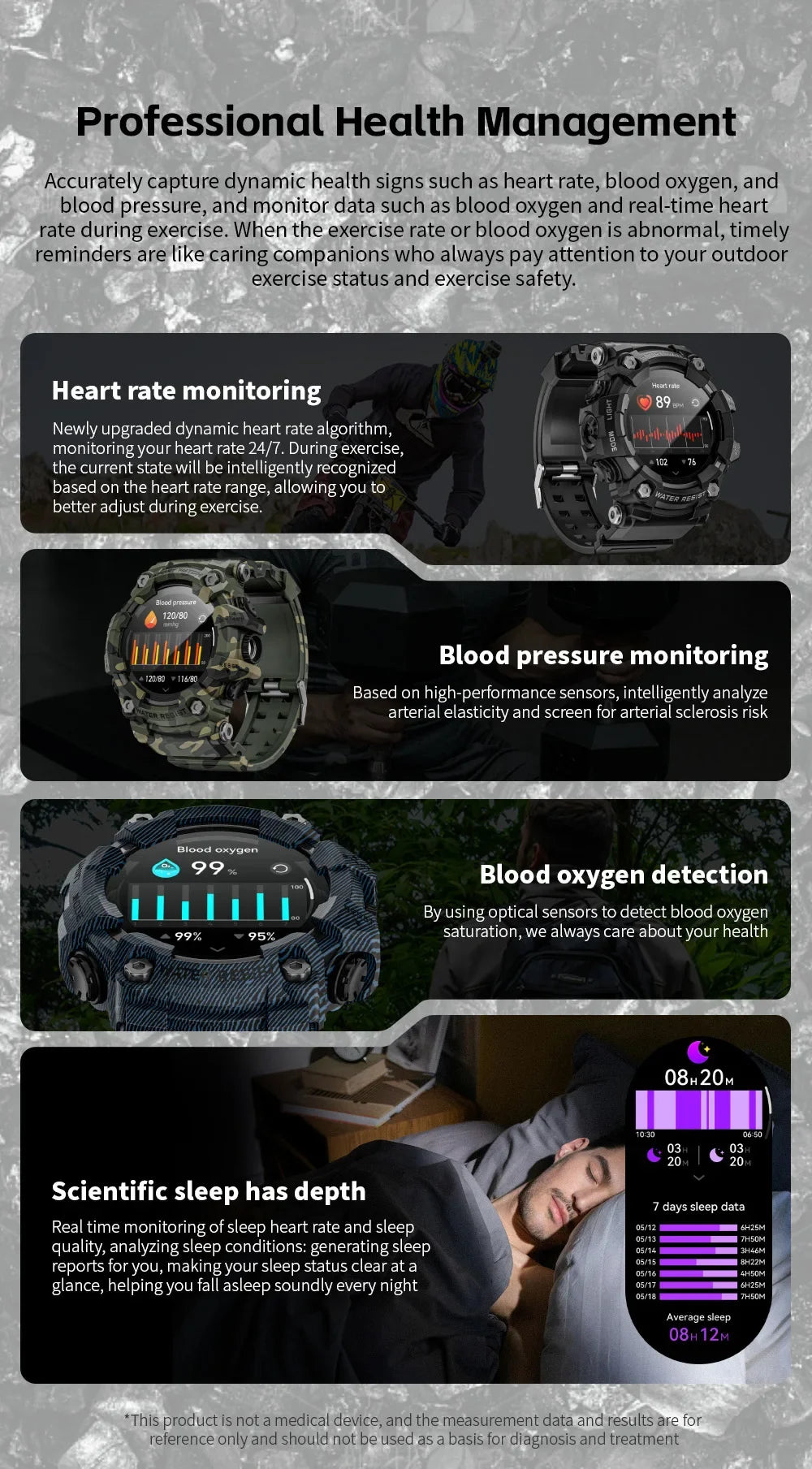 HY Digital LOKMAT Outdoor Smartwatch 1.32 Inch BT Call Smart Watch Men Sports Fitness Tracker Compass Smartwatch for Android IOS