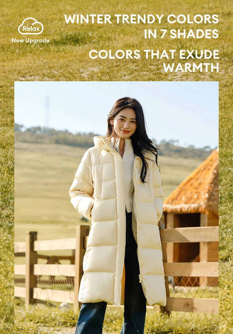 Semir Down Jacket Women Long Length Waterproof Coat 2026 Fashion Winter New Loose Hooded Coat Simple Down Jacket Woman
