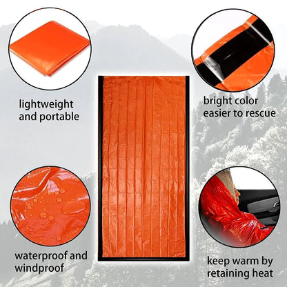 Emergency Sleeping Bag Ultra Waterproof Mylar Thermal Blankets Lightweight Survival Sleeping Bag Keep Warm for Camping Hiking