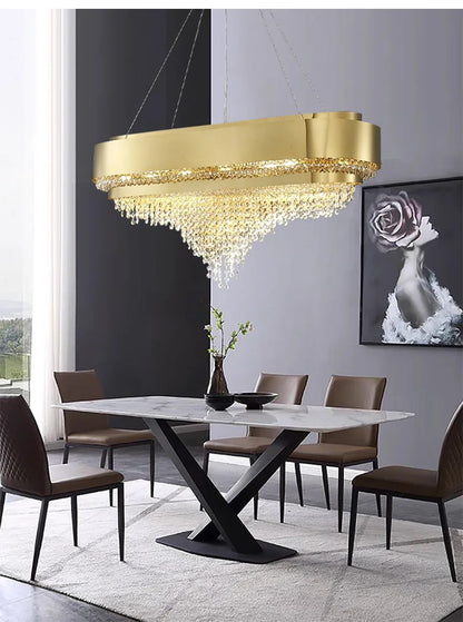 Luxury Crystal LED Hanging Chandeliers Italian Design Modern Pendant Lights Living Dining Room Home Restaurant Lighting Fixtures