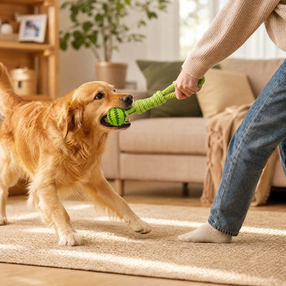 Interactive Dog Toys Treat Dispensing Ball Cotton Rope Tug Chew Toy for Small Medium Large Dogs Teeth Cleaning Bite Resistant Pet Supply
