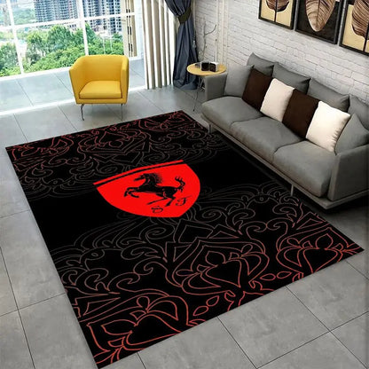 Retro F-Ferrarii Racing Car Moto Non-Slip Area Rug for Living Room,Bedroom,Playroom,Carpet Floor Mat Home Decor Rug Kids Room