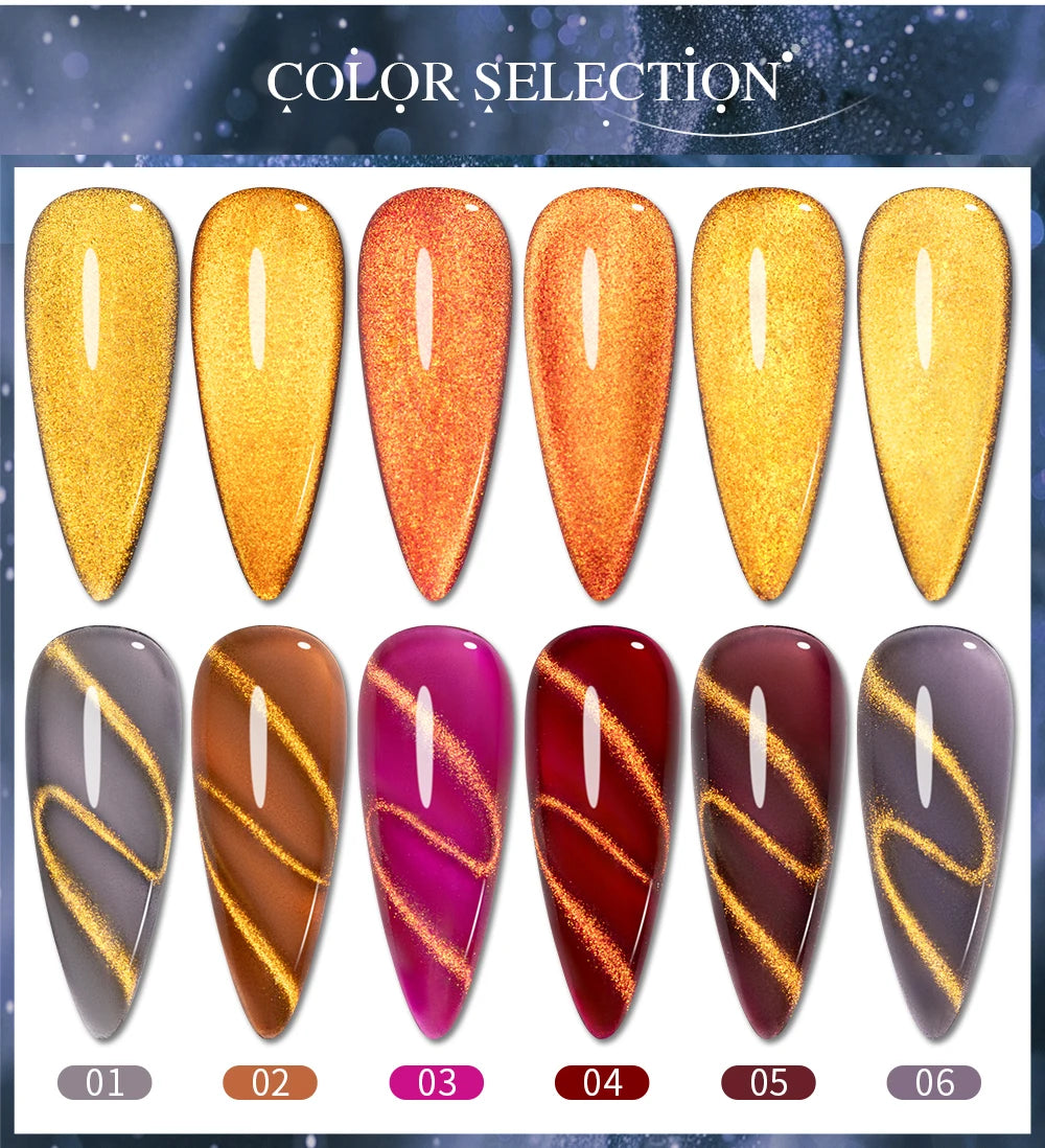 7.5ml Golden Light  Magnetic Gel Golden Gems Magnetic Gel Nail Polish Cat Nail Sparkling Glitter Semi Permanent Varnish