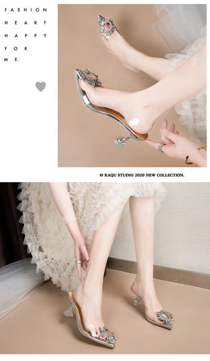 2026 Summer New Women's Fashion Comfortable Elegant Stiletto Heels Clear Sandals Ladies Casual Pumps Party Luxury Shoes