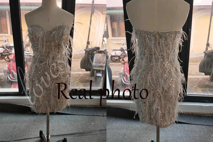 Sexy Short Wedding Dress Women Luxury Sequin Bridal Gowns  Spaghetti Straps Sweetheart Bride Dresses Custom vestido de novia